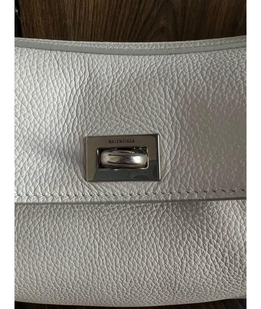 BALENCIAGA Белая кожаная сумка с короткими ручками, фото 7