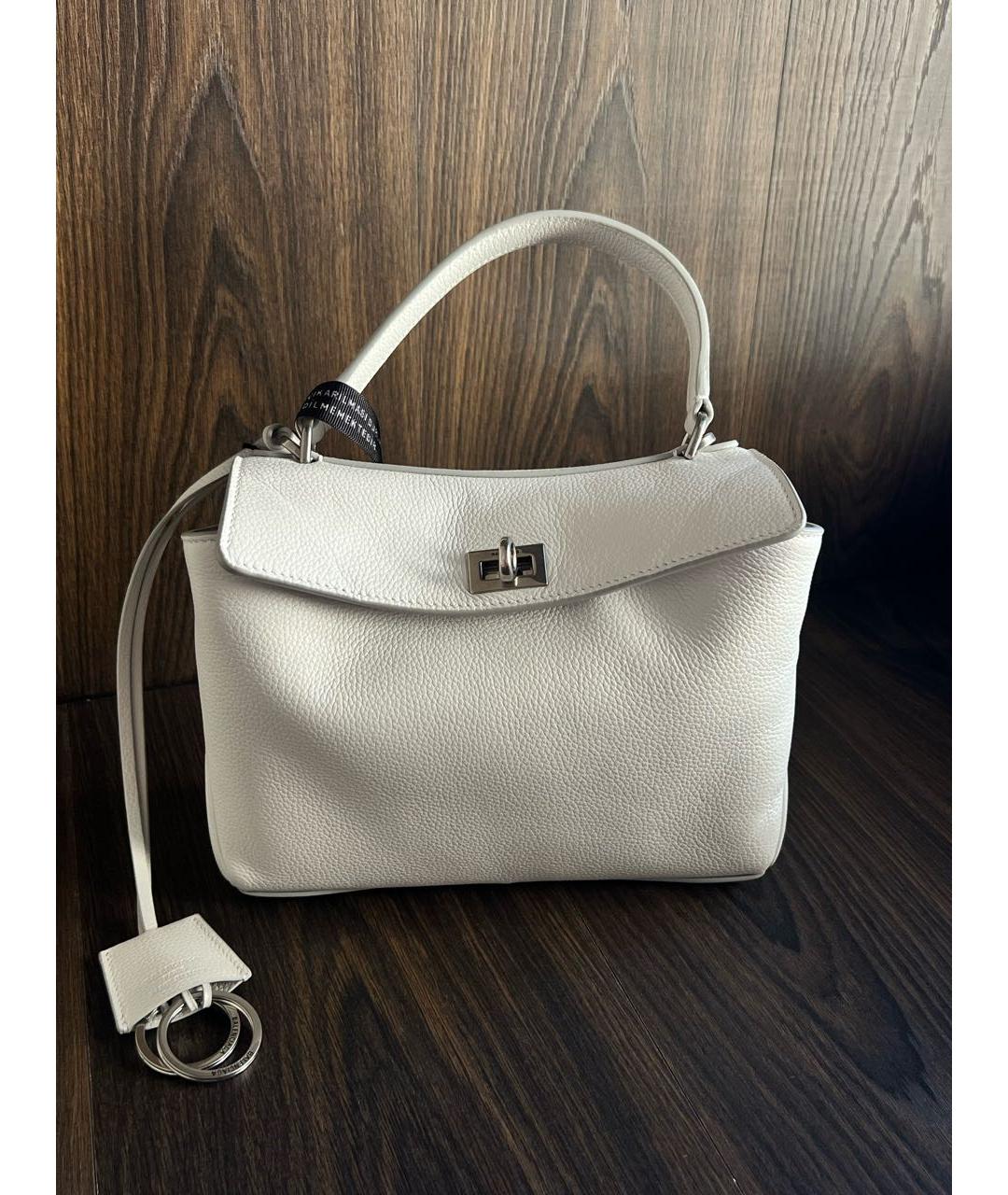 BALENCIAGA Белая кожаная сумка с короткими ручками, фото 9