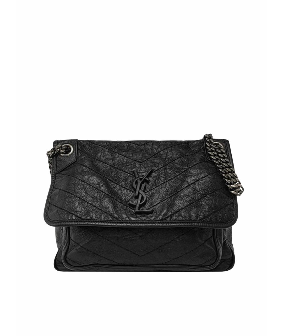 SAINT LAURENT Черная кожаная сумка тоут, фото 1