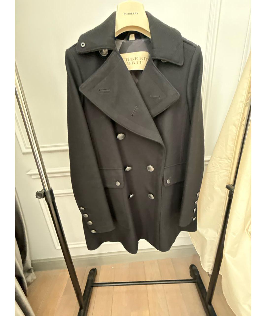 BURBERRY Черное шерстяное пальто, фото 5