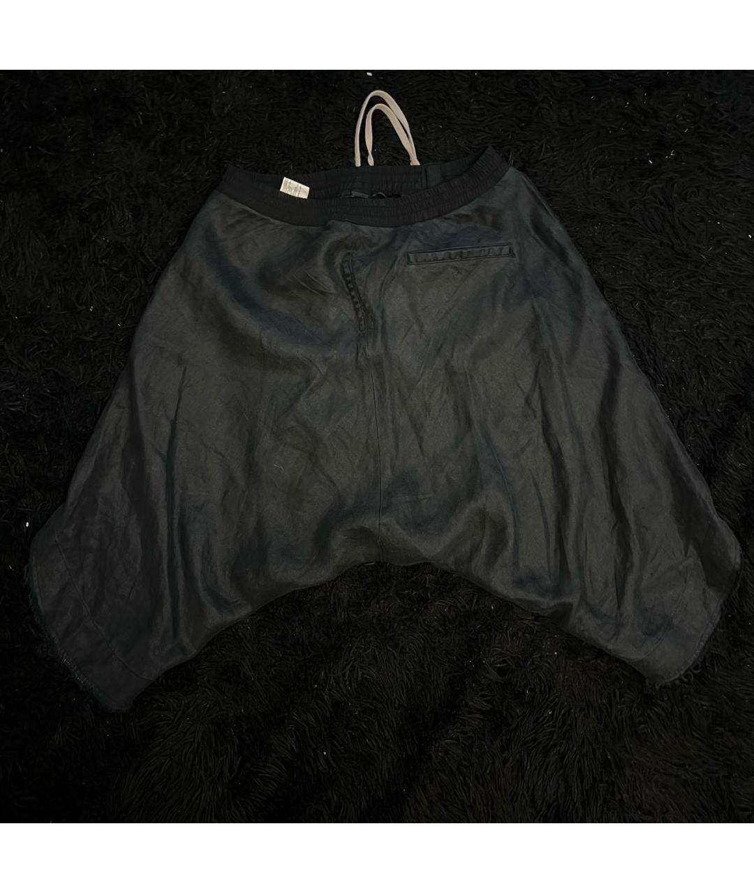 RICK OWENS Черные льняные шорты, фото 2