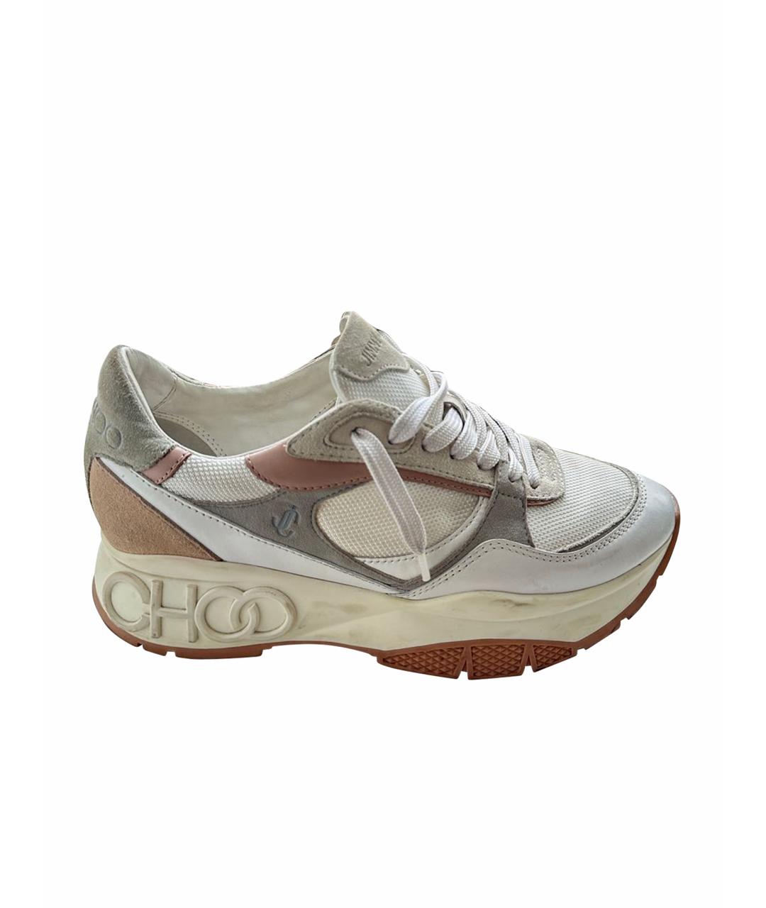 JIMMY CHOO Белые кожаные кроссовки, фото 1