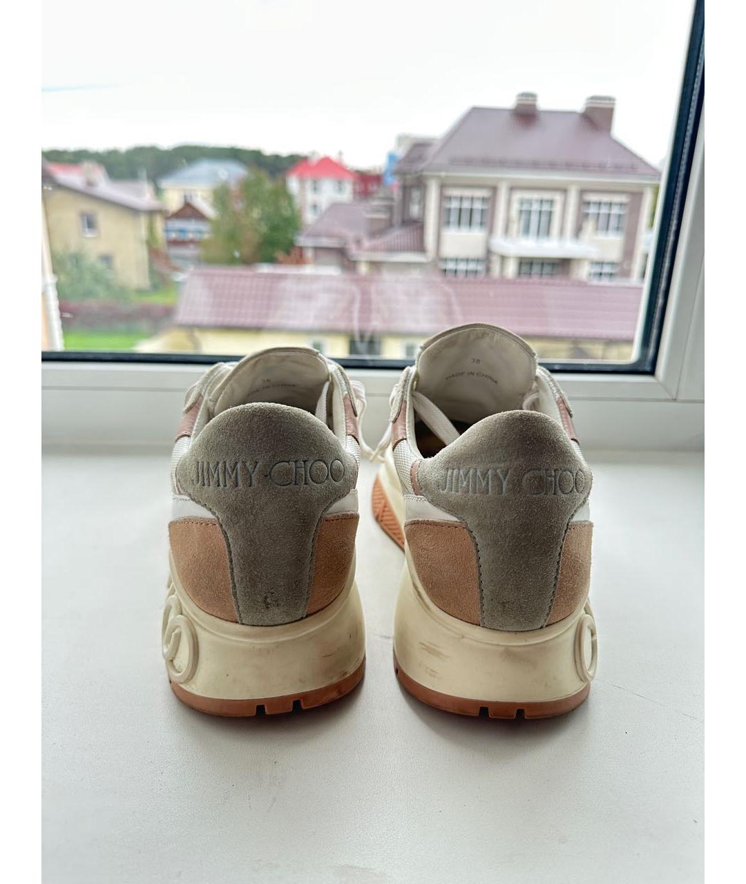 JIMMY CHOO Белые кожаные кроссовки, фото 3