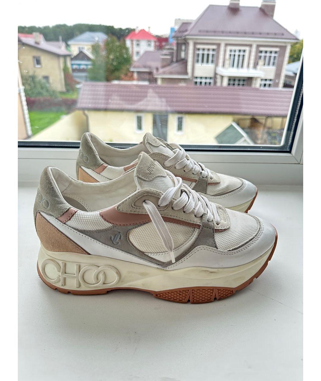 JIMMY CHOO Белые кожаные кроссовки, фото 7