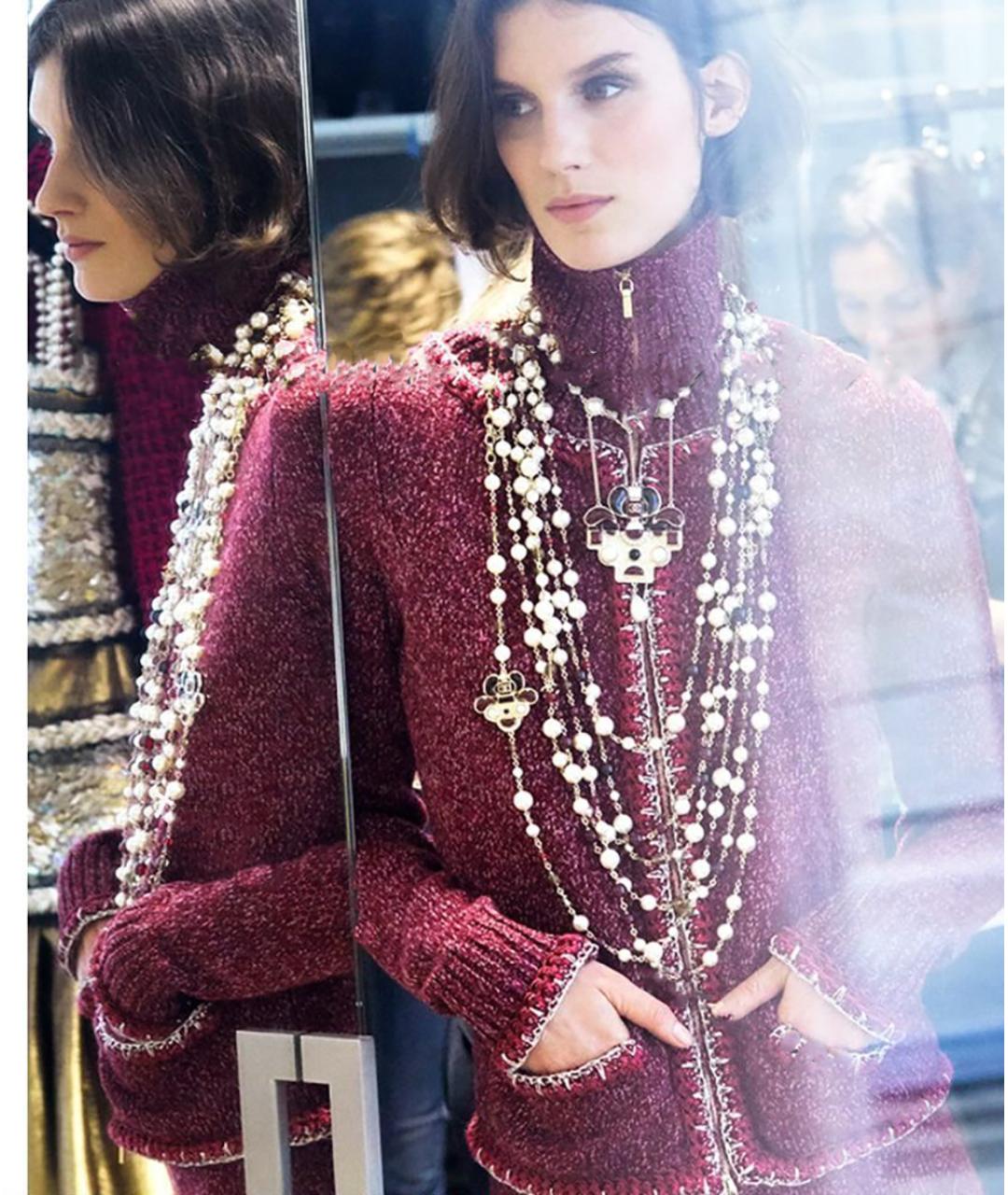 CHANEL Бордовый кашемировый жакет/пиджак, фото 2