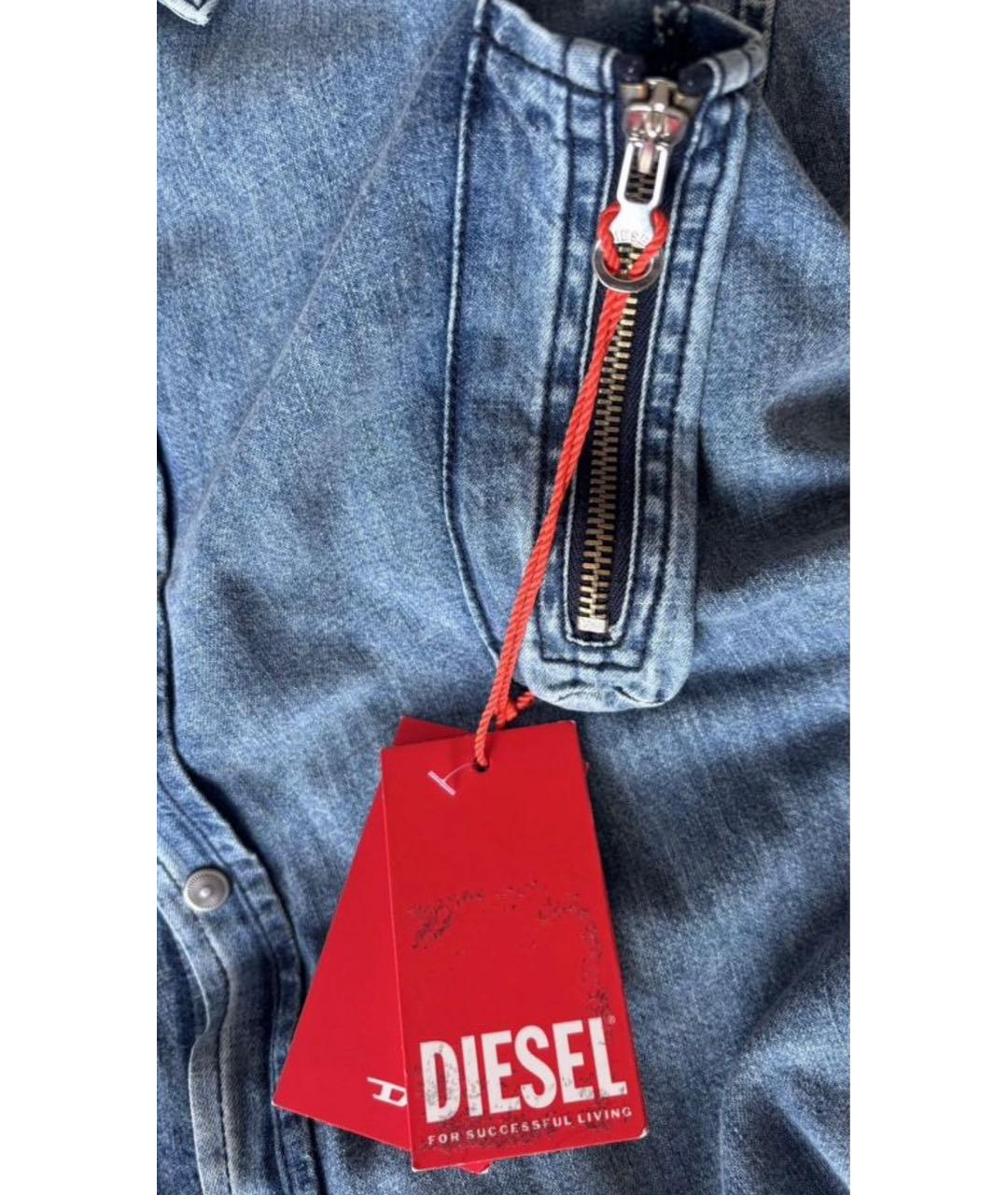 DIESEL Синяя хлопковая кэжуал рубашка, фото 6