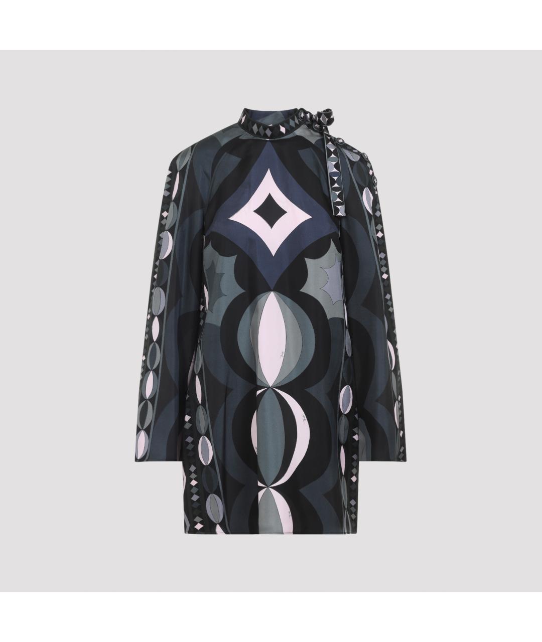 PUCCI Антрацитовое шелковое повседневное платье, фото 2