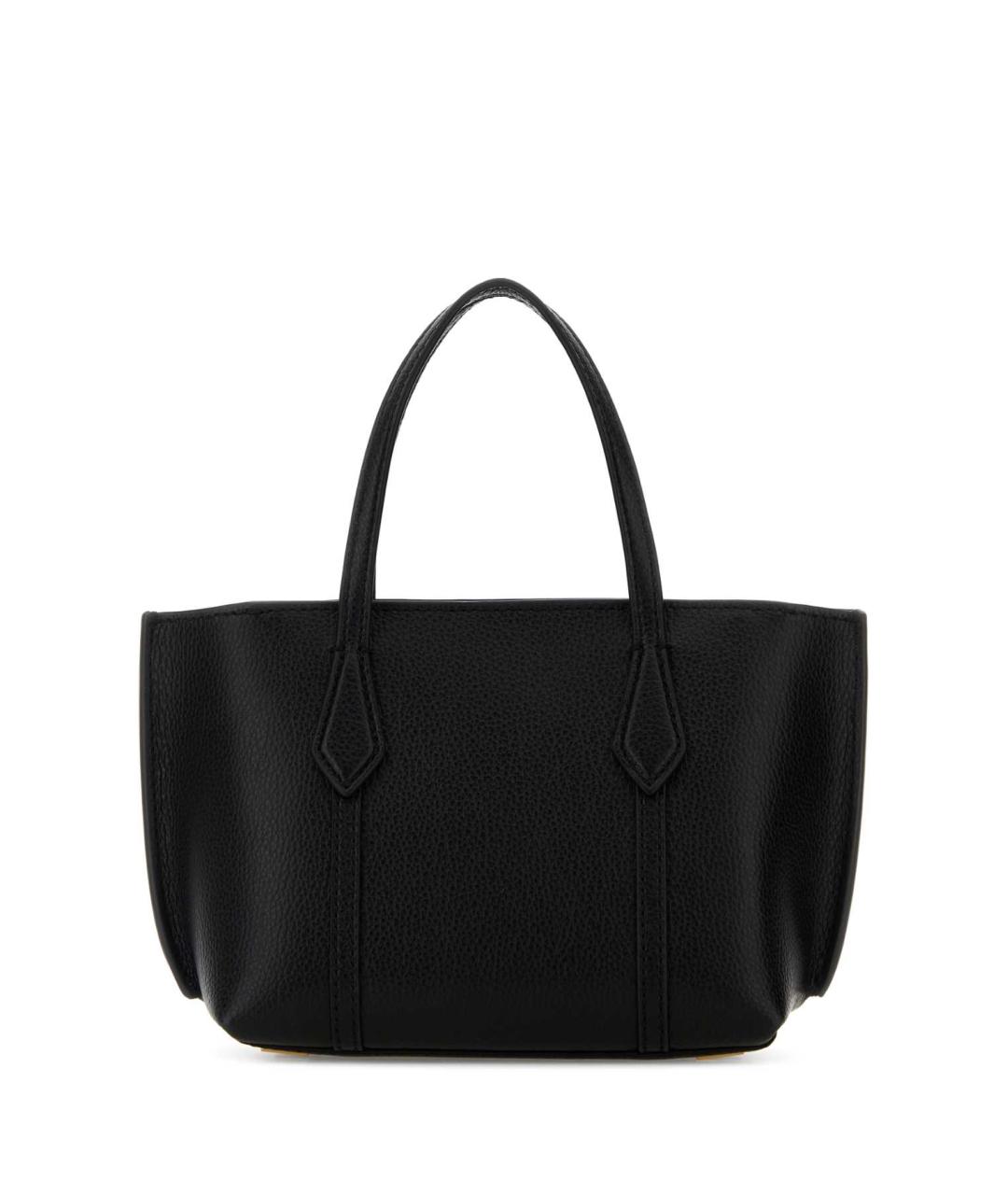 TORY BURCH Черная кожаная сумка с короткими ручками, фото 3