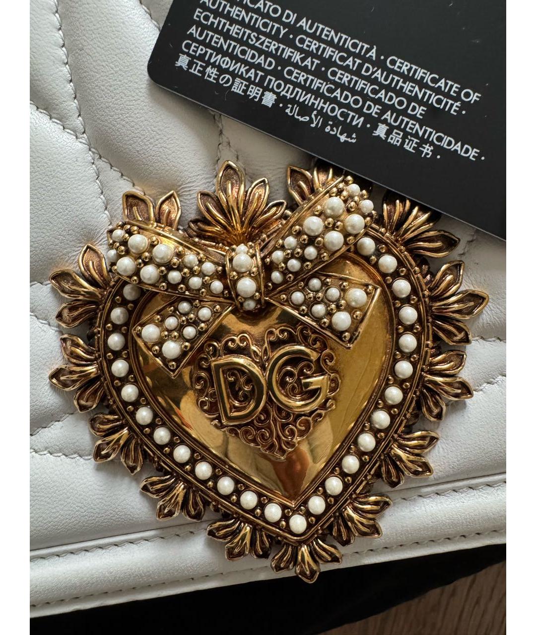 DOLCE&GABBANA Белая кожаная сумка через плечо, фото 6