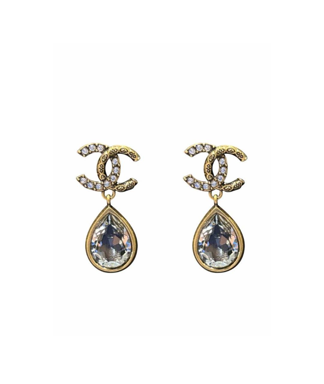 CHANEL Золотые стеклянные серьги, фото 1