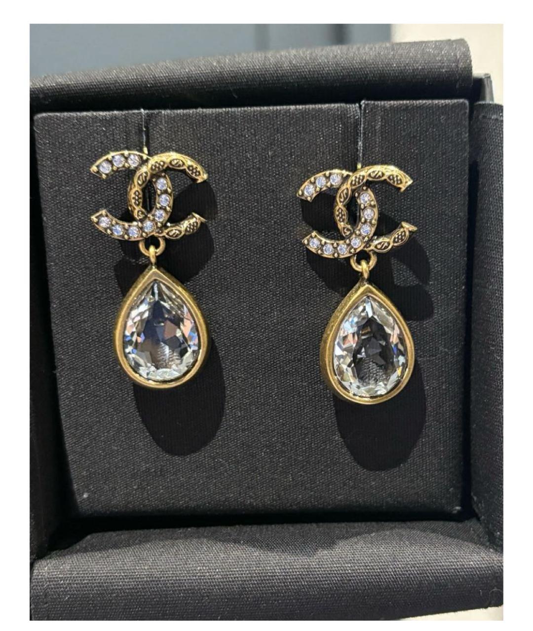 CHANEL Золотые стеклянные серьги, фото 3
