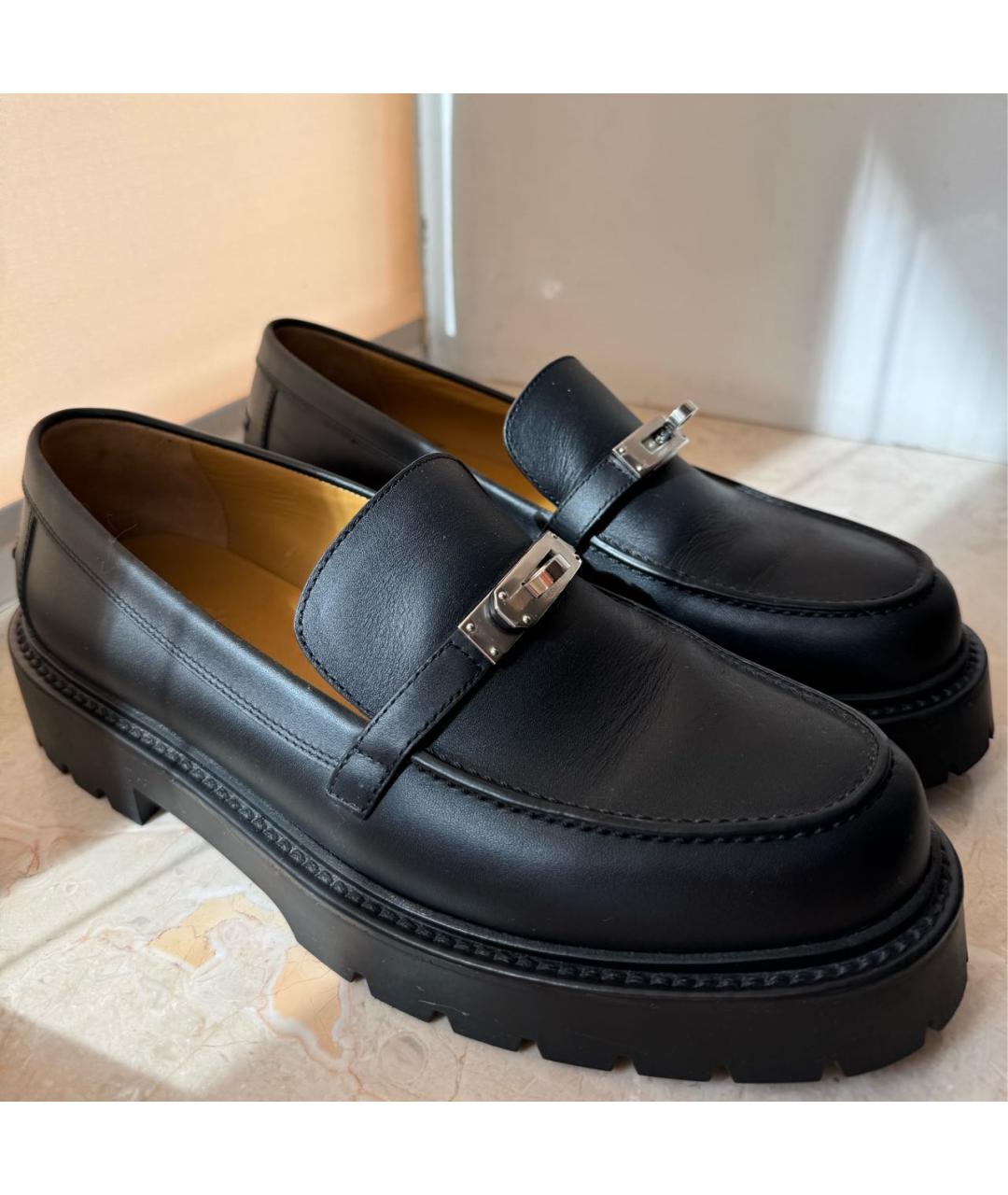 HERMES Черные кожаные лоферы, фото 7