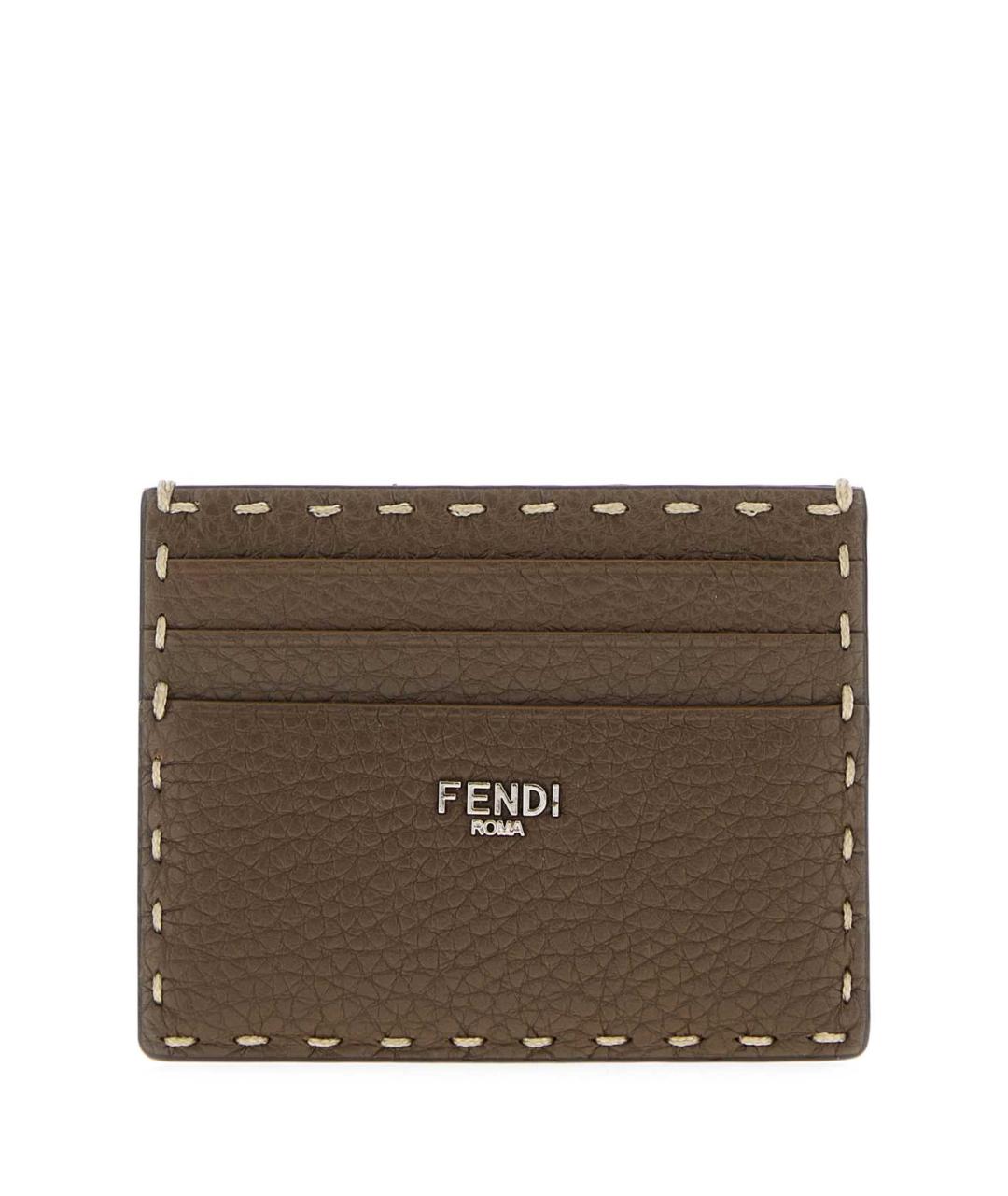 FENDI Коричневый кожаный кардхолдер, фото 1