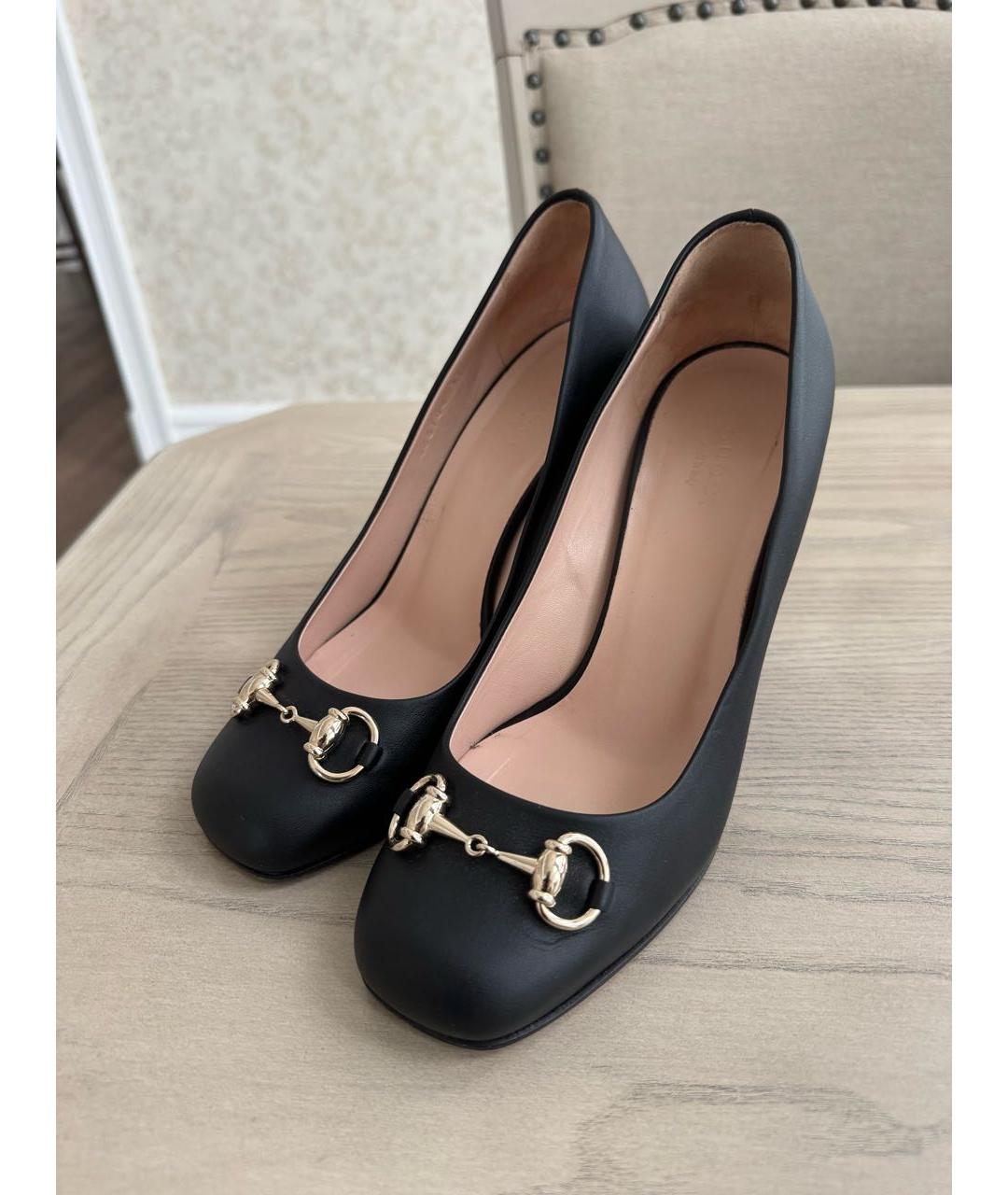 GUCCI Черные кожаные туфли, фото 2