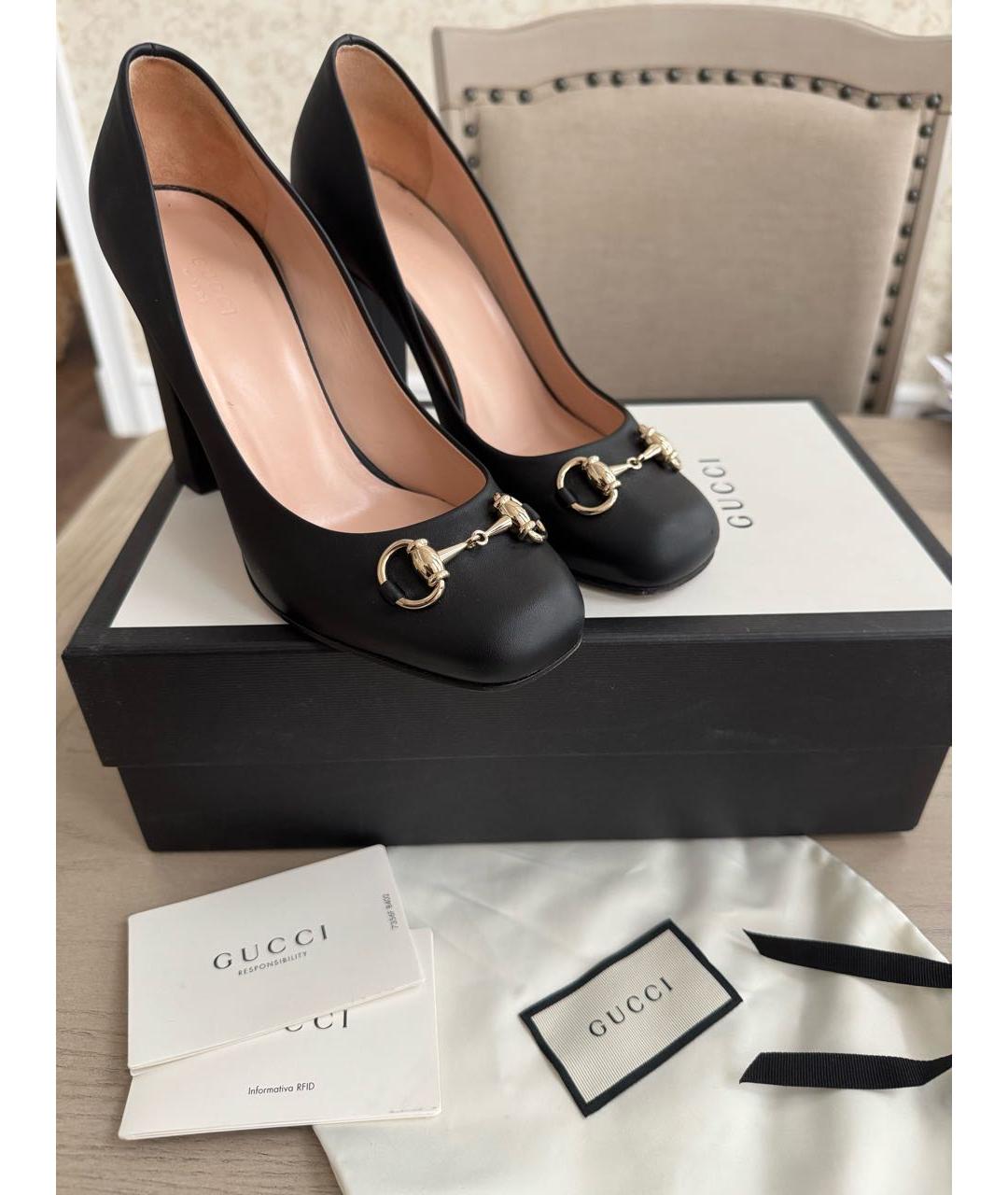 GUCCI Черные кожаные туфли, фото 3