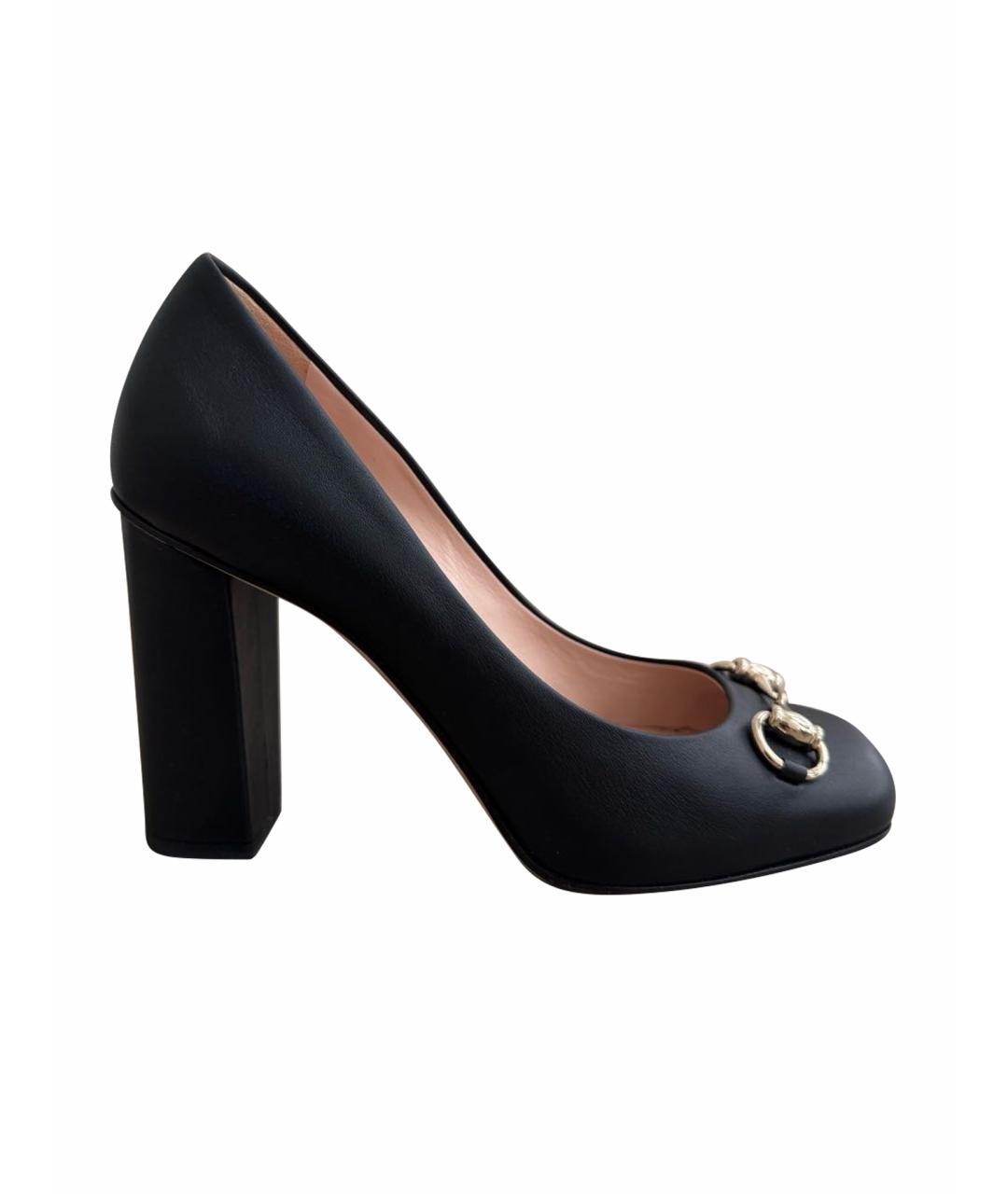 GUCCI Черные кожаные туфли, фото 1