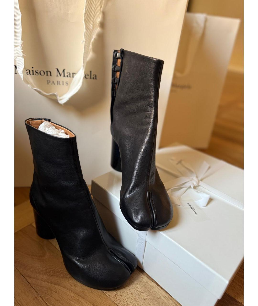 MAISON MARGIELA Черные кожаные полусапоги, фото 2