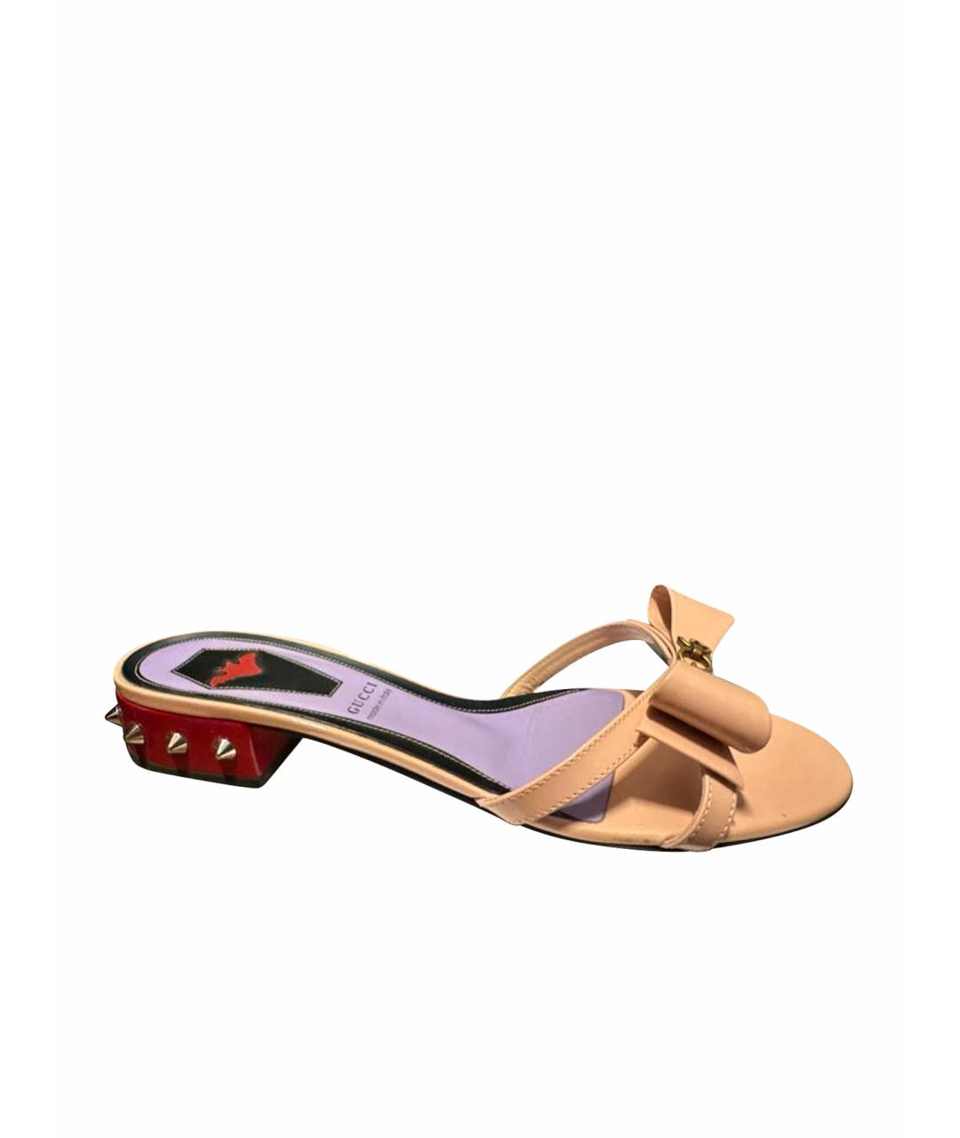 GUCCI Розовые шлепанцы из лакированной кожи, фото 1