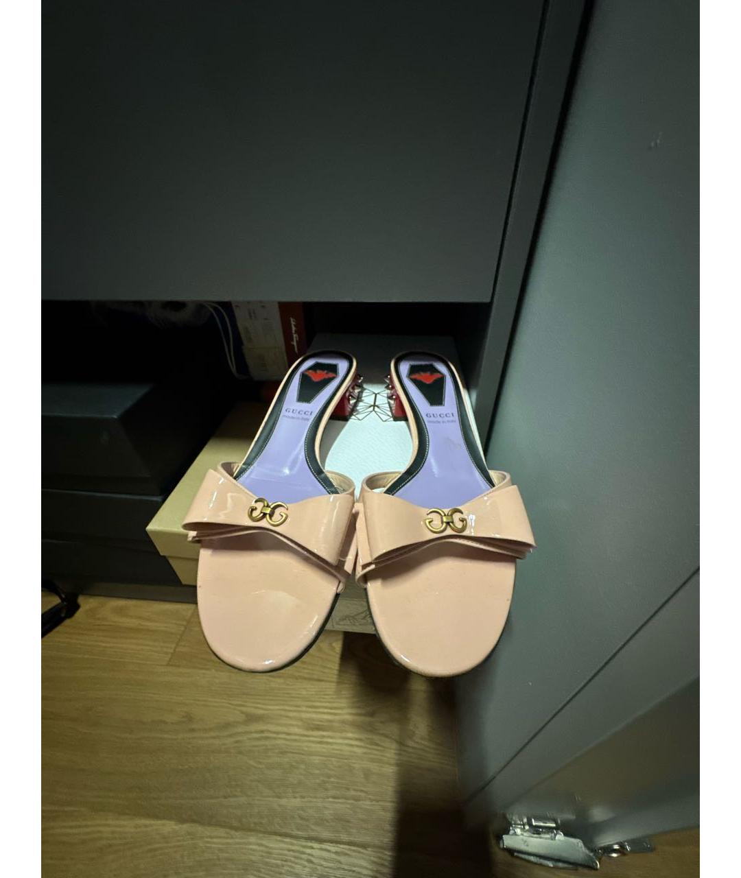 GUCCI Розовые шлепанцы из лакированной кожи, фото 2