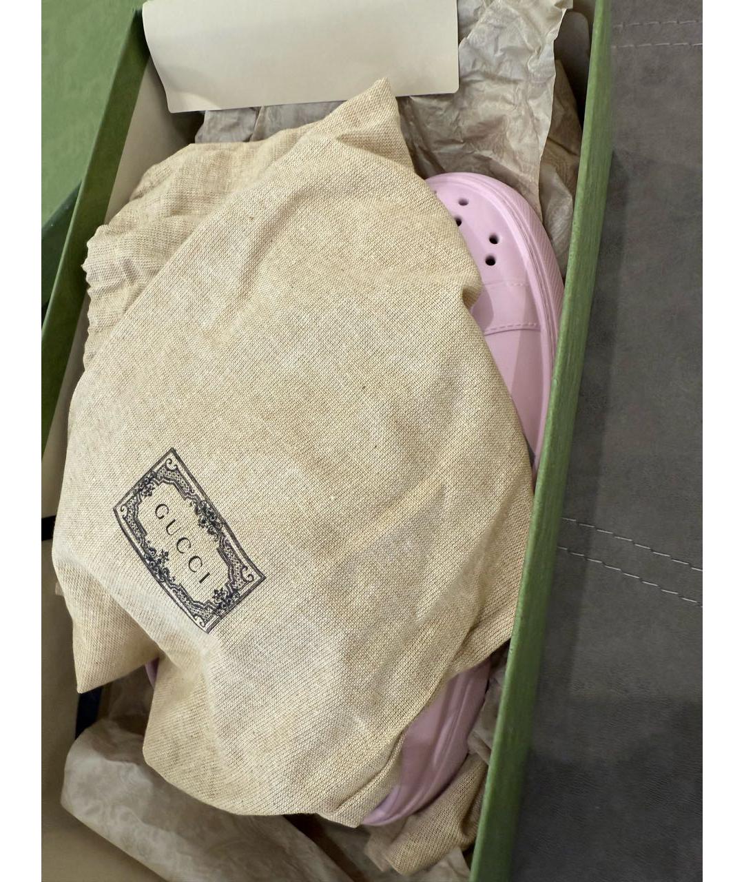 GUCCI Розовые резиновые сабо, фото 3