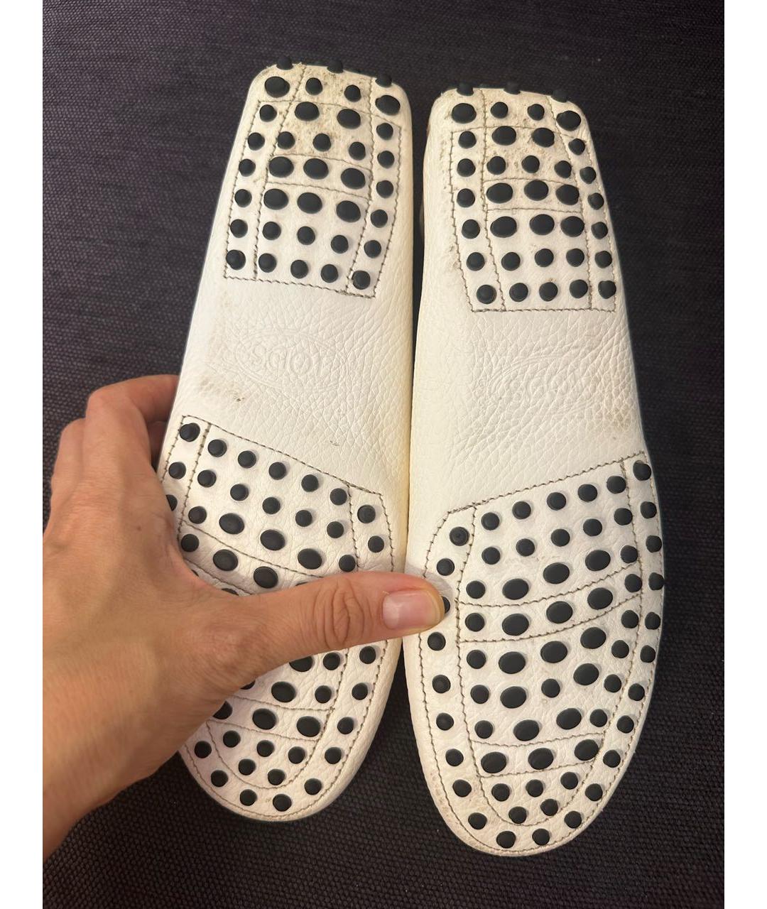 TOD'S Белые кожаные мокасины, фото 7