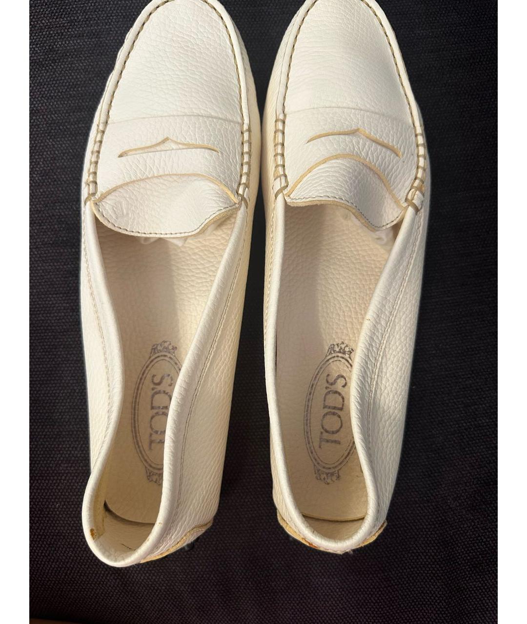 TOD'S Белые кожаные мокасины, фото 3