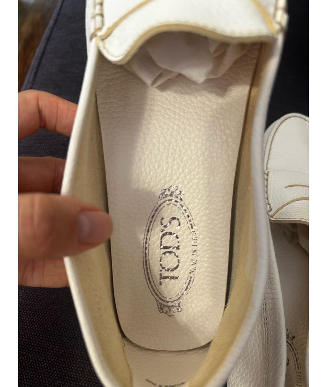 TOD'S Белые кожаные мокасины, фото 6