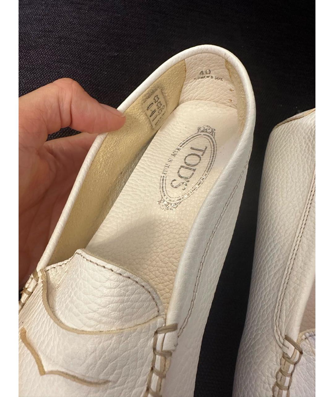 TOD'S Белые кожаные мокасины, фото 8