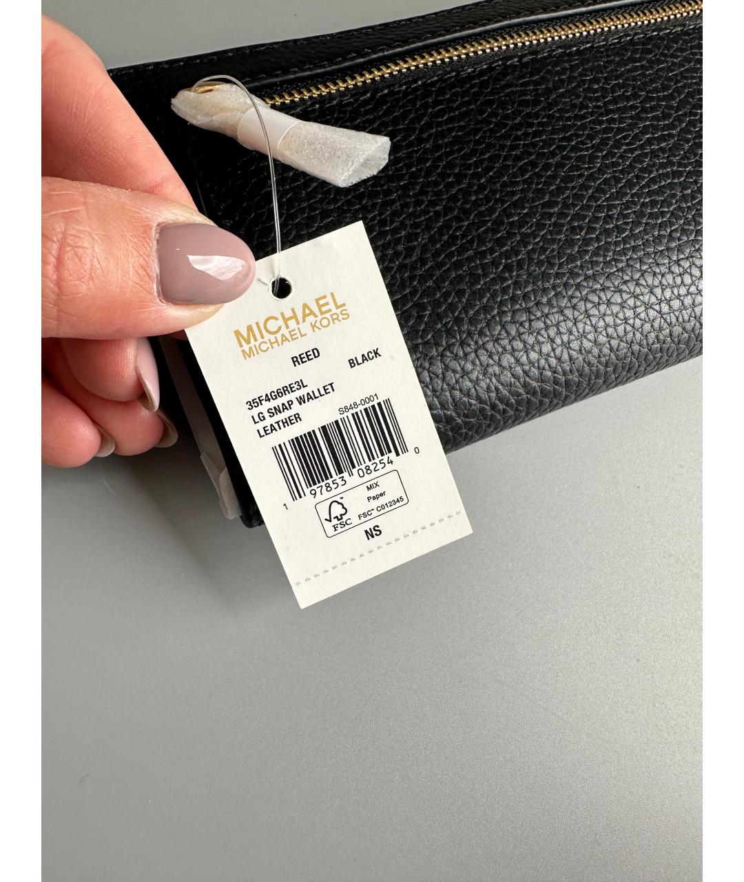 MICHAEL KORS Черный кожаный кошелек, фото 7
