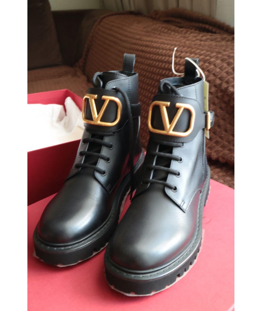 VALENTINO Черные кожаные ботинки, фото 2