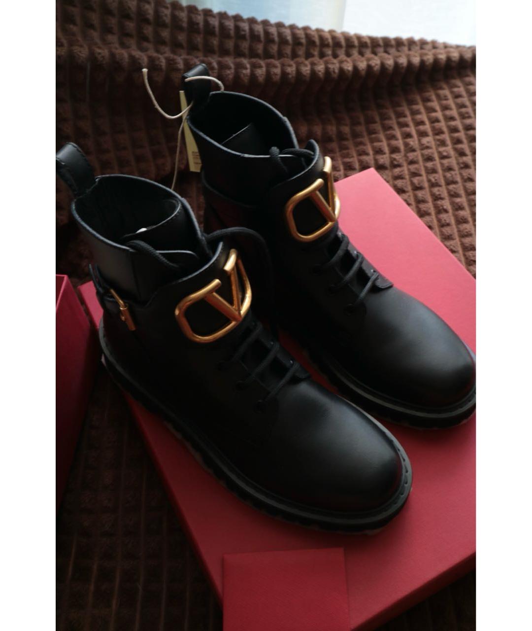 VALENTINO Черные кожаные ботинки, фото 4