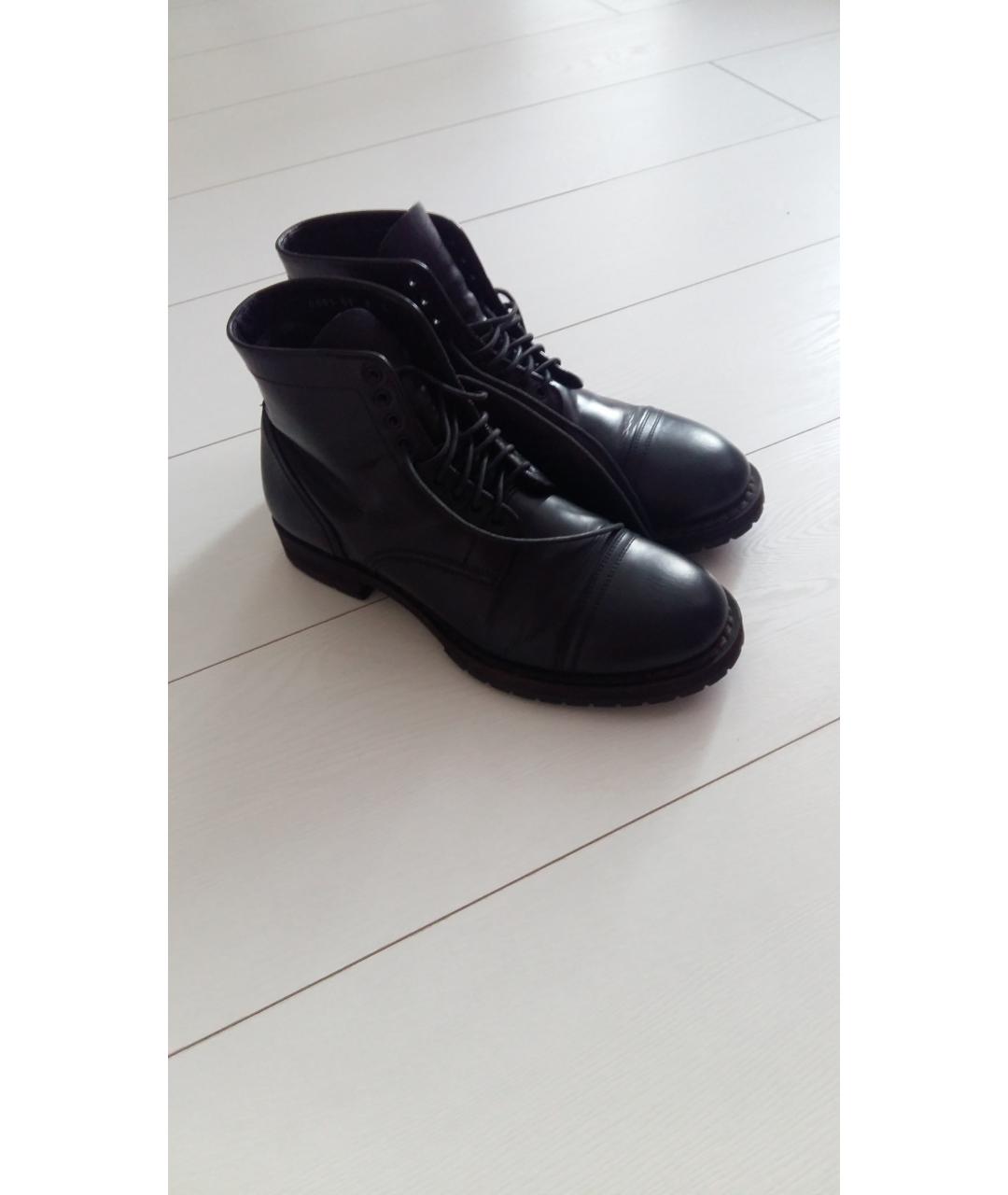 SANTONI Черные кожаные высокие ботинки, фото 8
