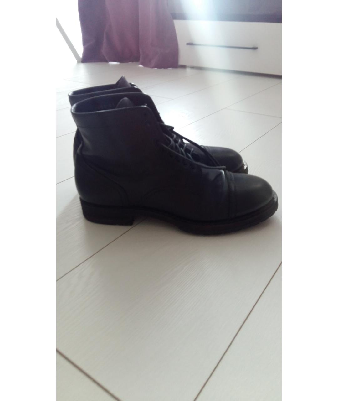 SANTONI Черные кожаные высокие ботинки, фото 7