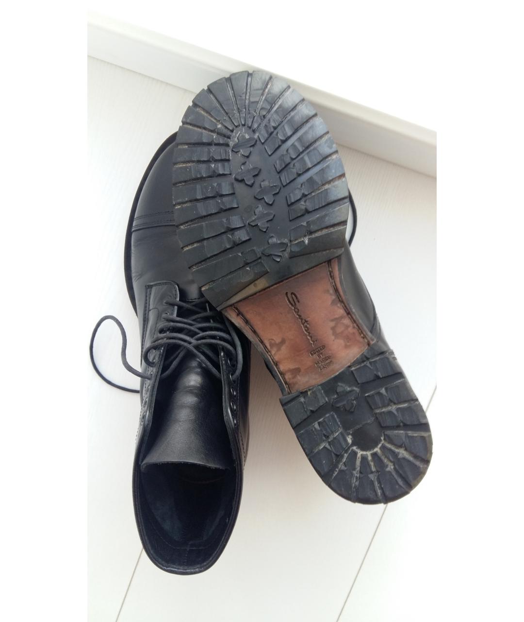 SANTONI Черные кожаные высокие ботинки, фото 5