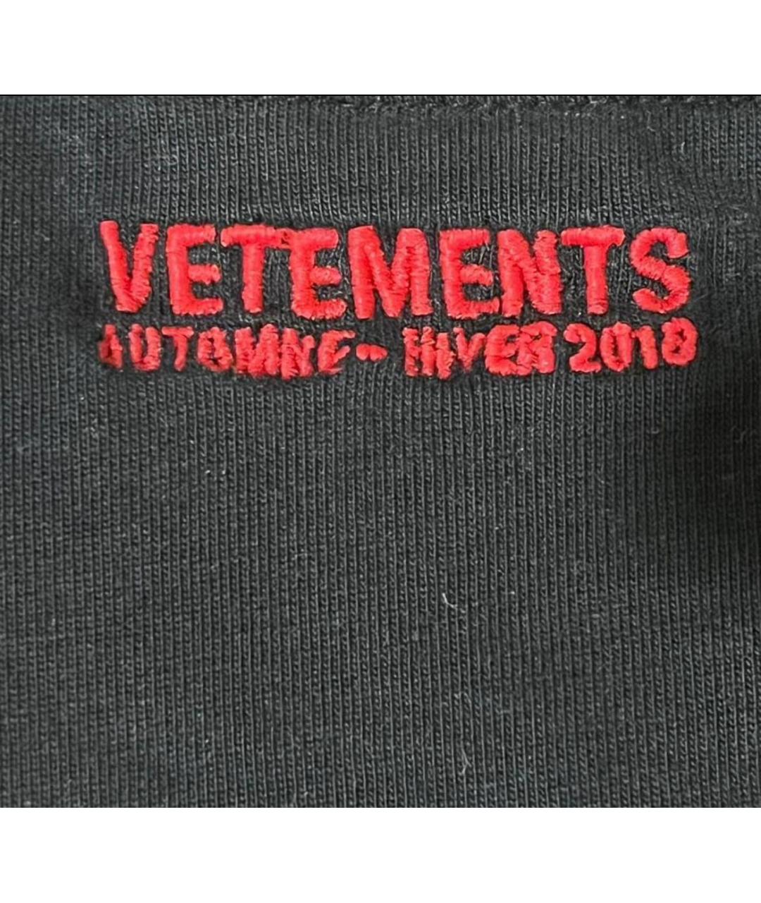 VETEMENTS Черная хлопковая футболка, фото 2