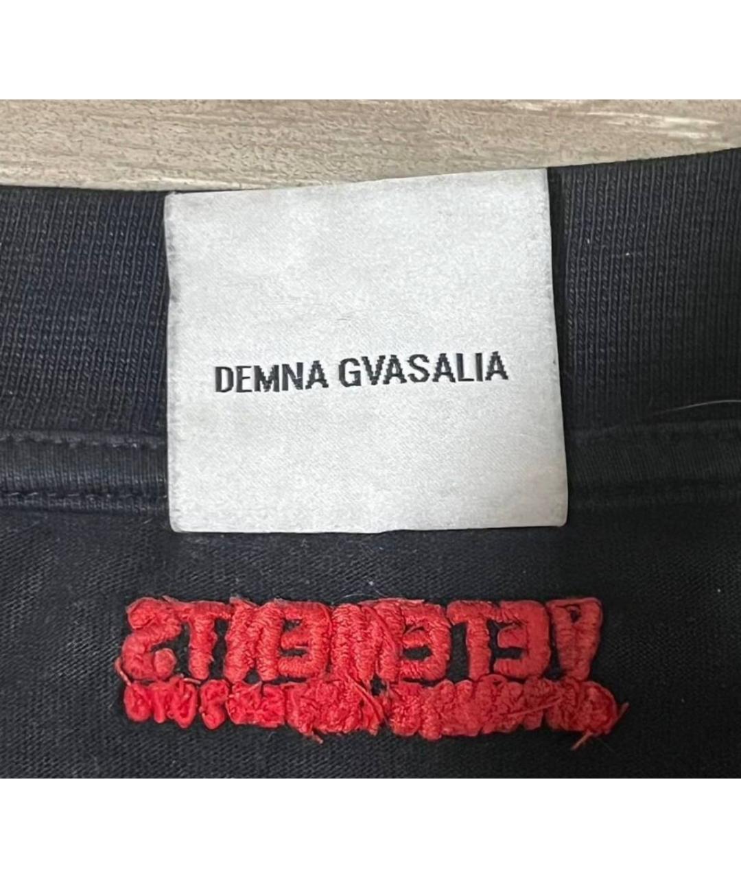 VETEMENTS Черная хлопковая футболка, фото 3