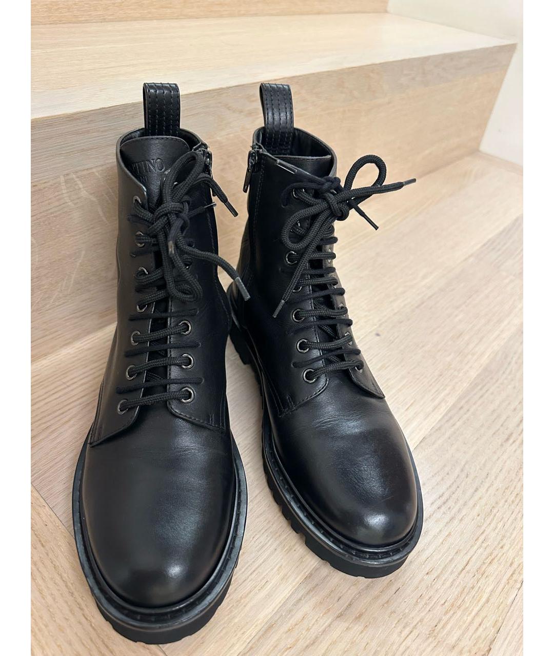 VALENTINO Черные кожаные ботинки, фото 2