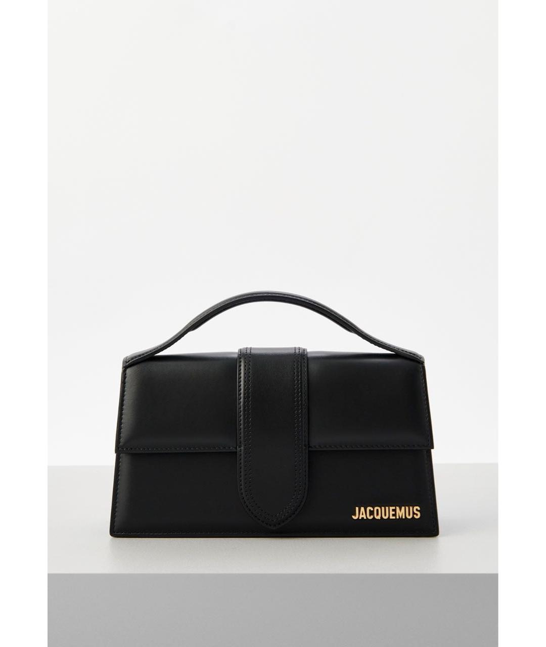 JACQUEMUS Черная кожаная сумка с короткими ручками, фото 4