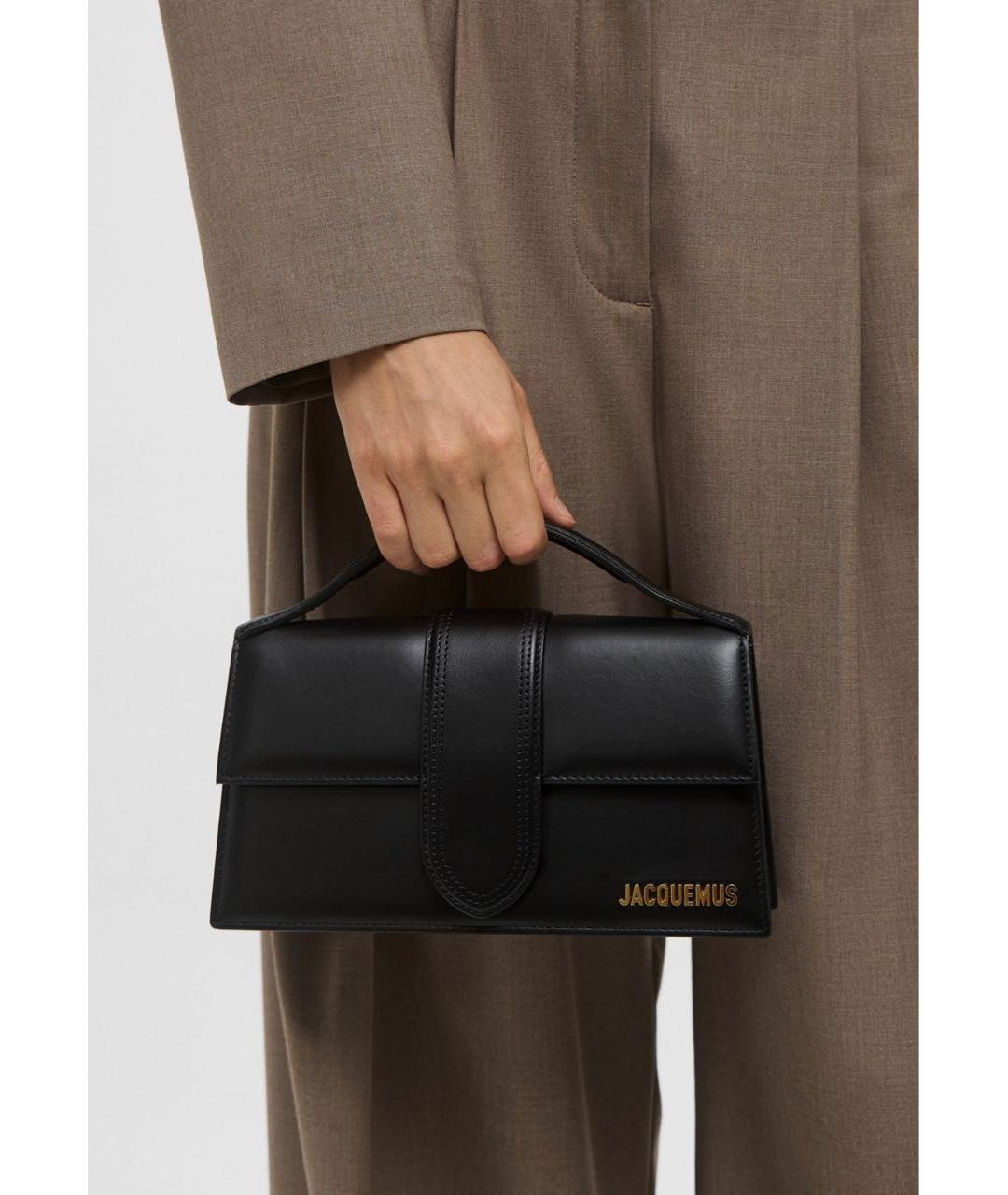 JACQUEMUS Черная кожаная сумка с короткими ручками, фото 3