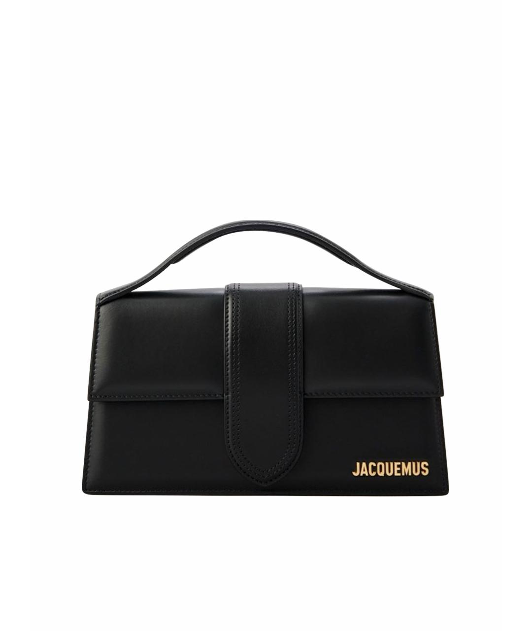 JACQUEMUS Черная кожаная сумка с короткими ручками, фото 1