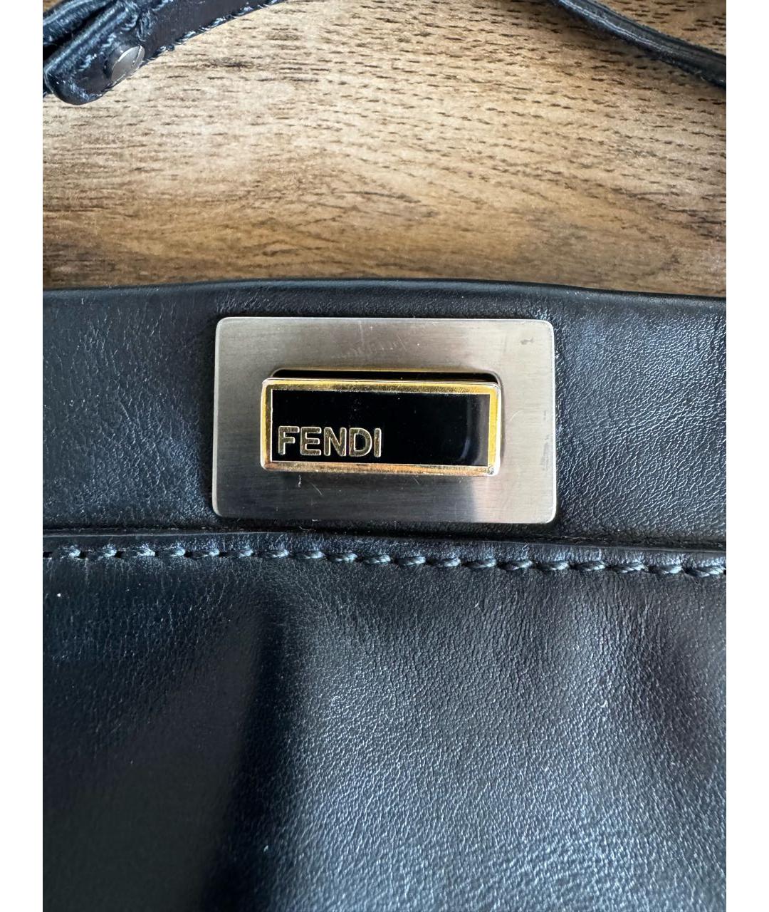 FENDI Черная кожаная сумка через плечо, фото 7