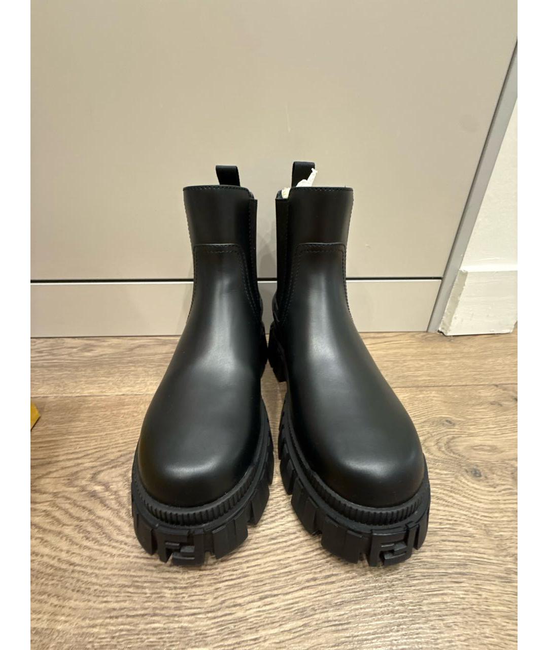 FENDI Черные кожаные ботинки, фото 2