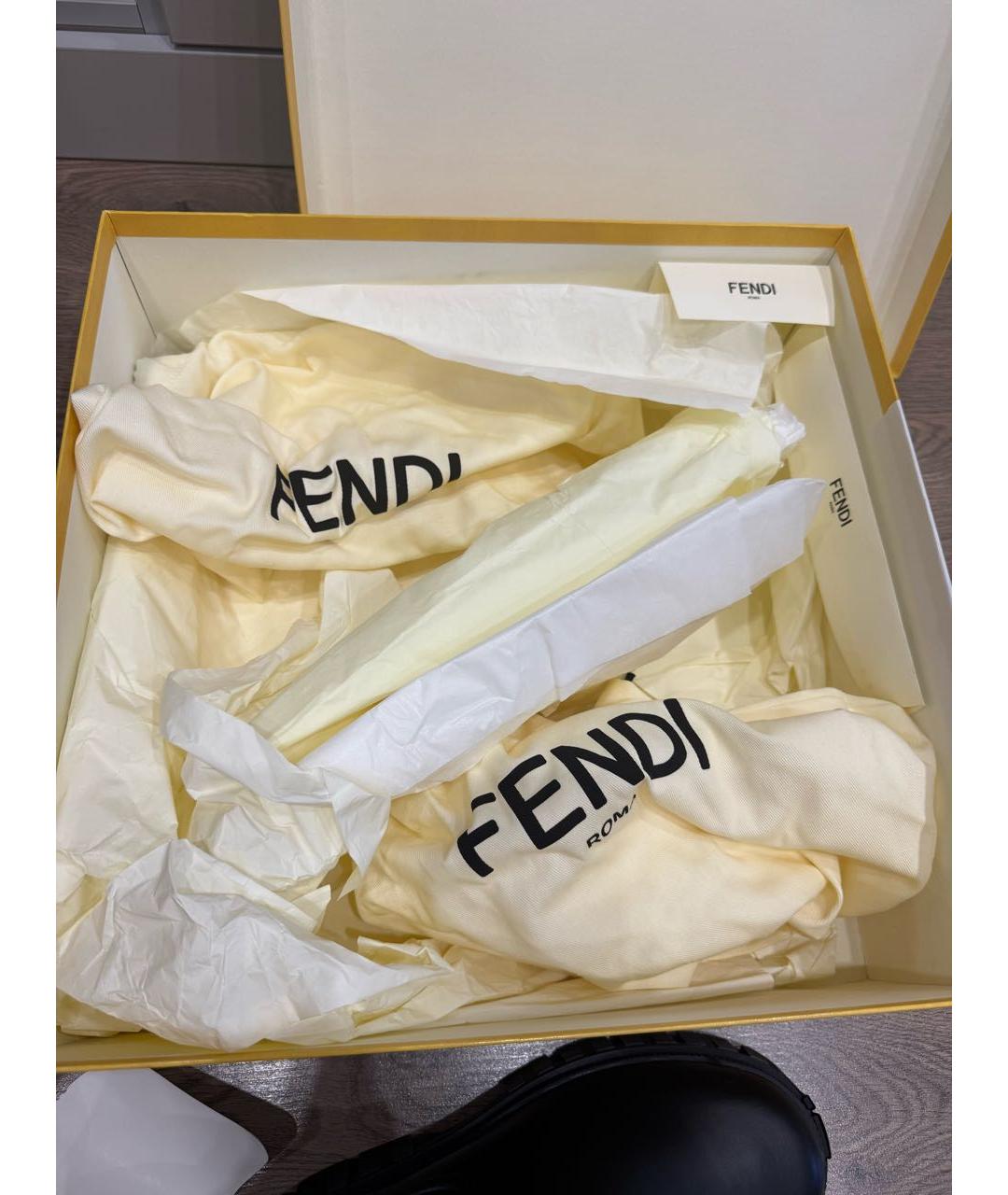 FENDI Черные кожаные ботинки, фото 6