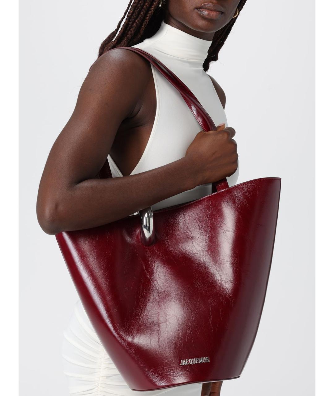 JACQUEMUS Красная кожаная сумка тоут, фото 2