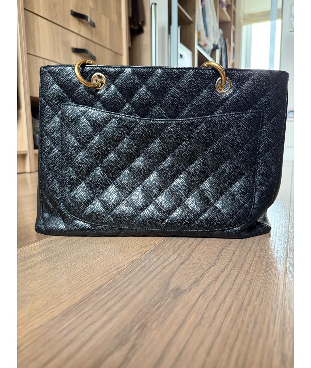 CHANEL Черная кожаная сумка тоут, фото 3