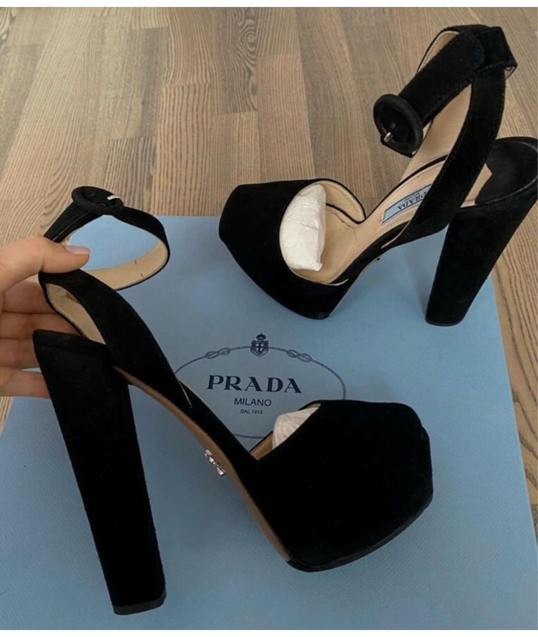 PRADA Черные замшевые туфли, фото 4