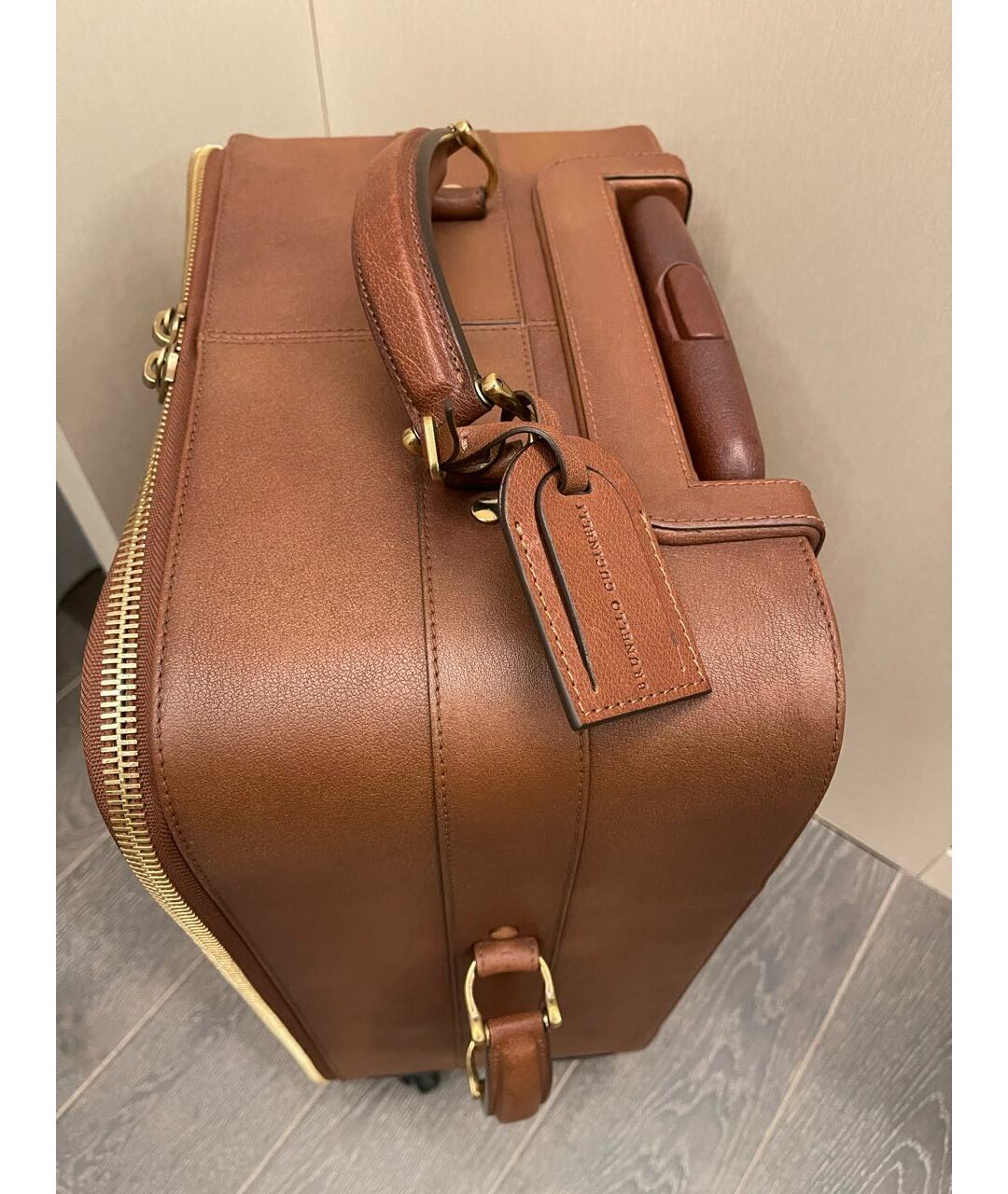 BRUNELLO CUCINELLI Коричневый кожаный чемодан, фото 4