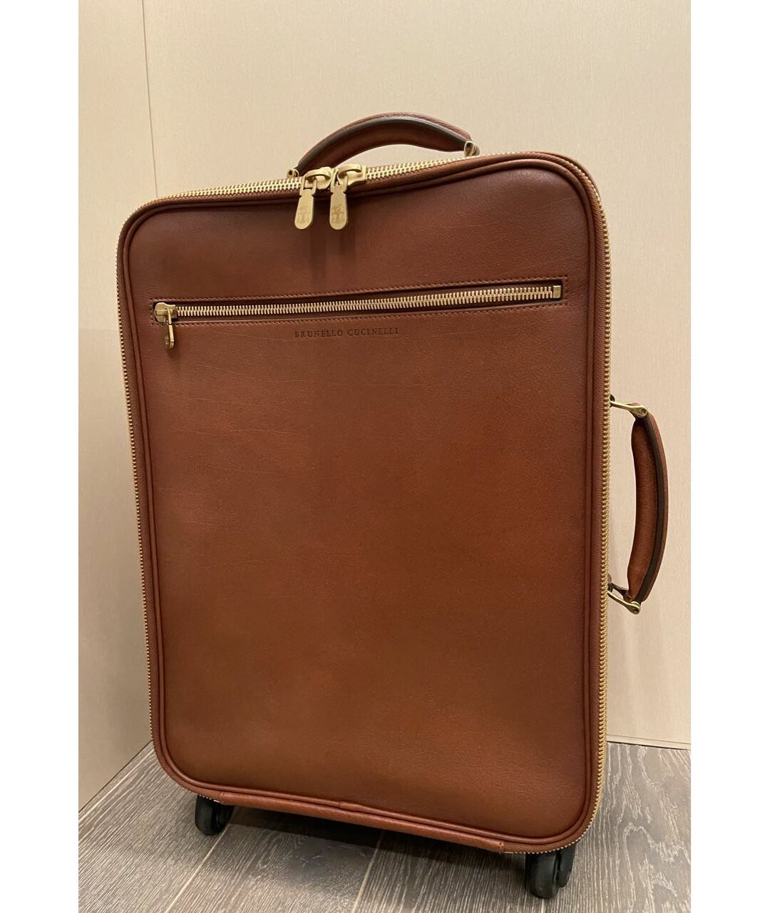 BRUNELLO CUCINELLI Коричневый кожаный чемодан, фото 2