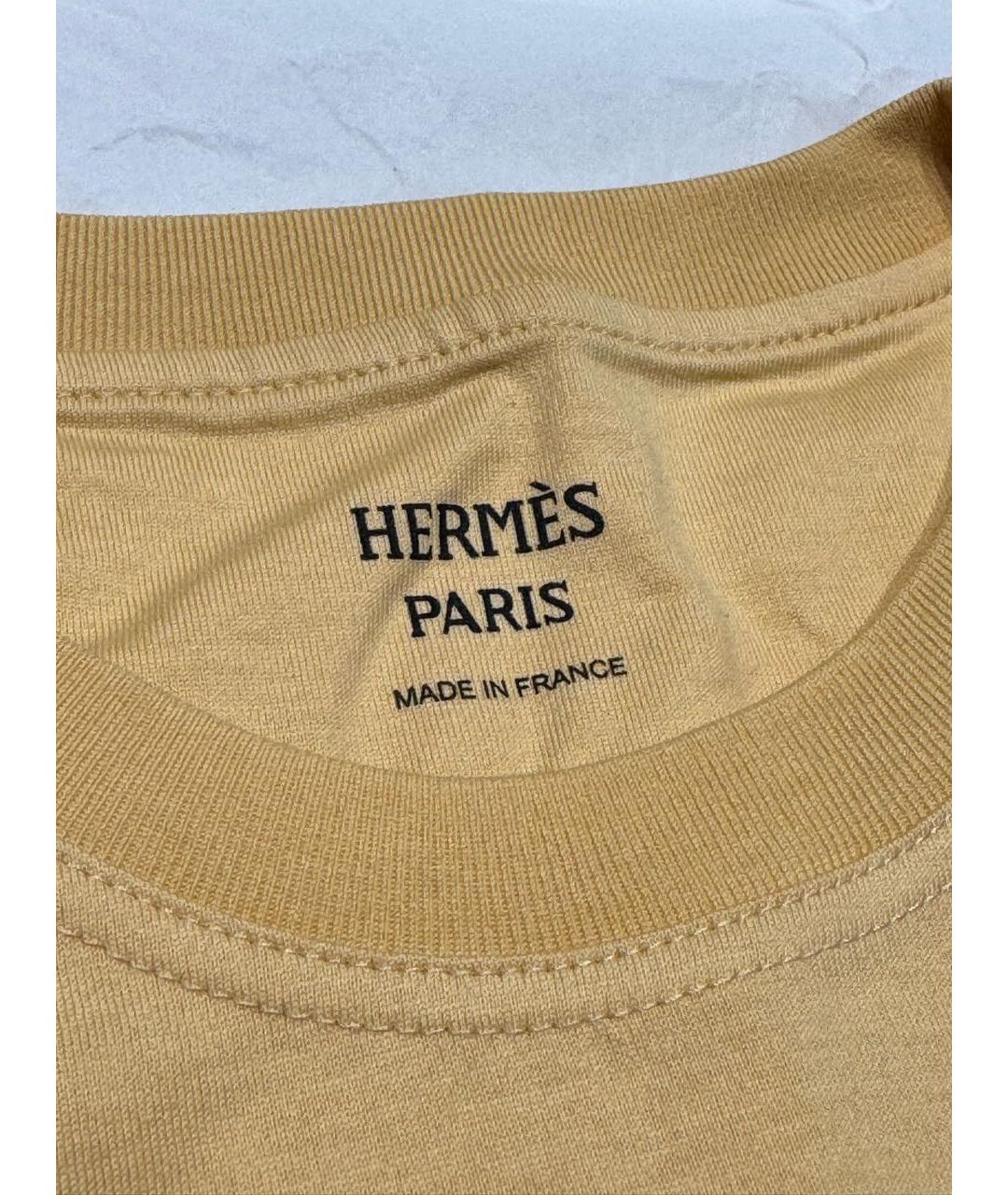 HERMES Желтая хлопковая футболка, фото 3