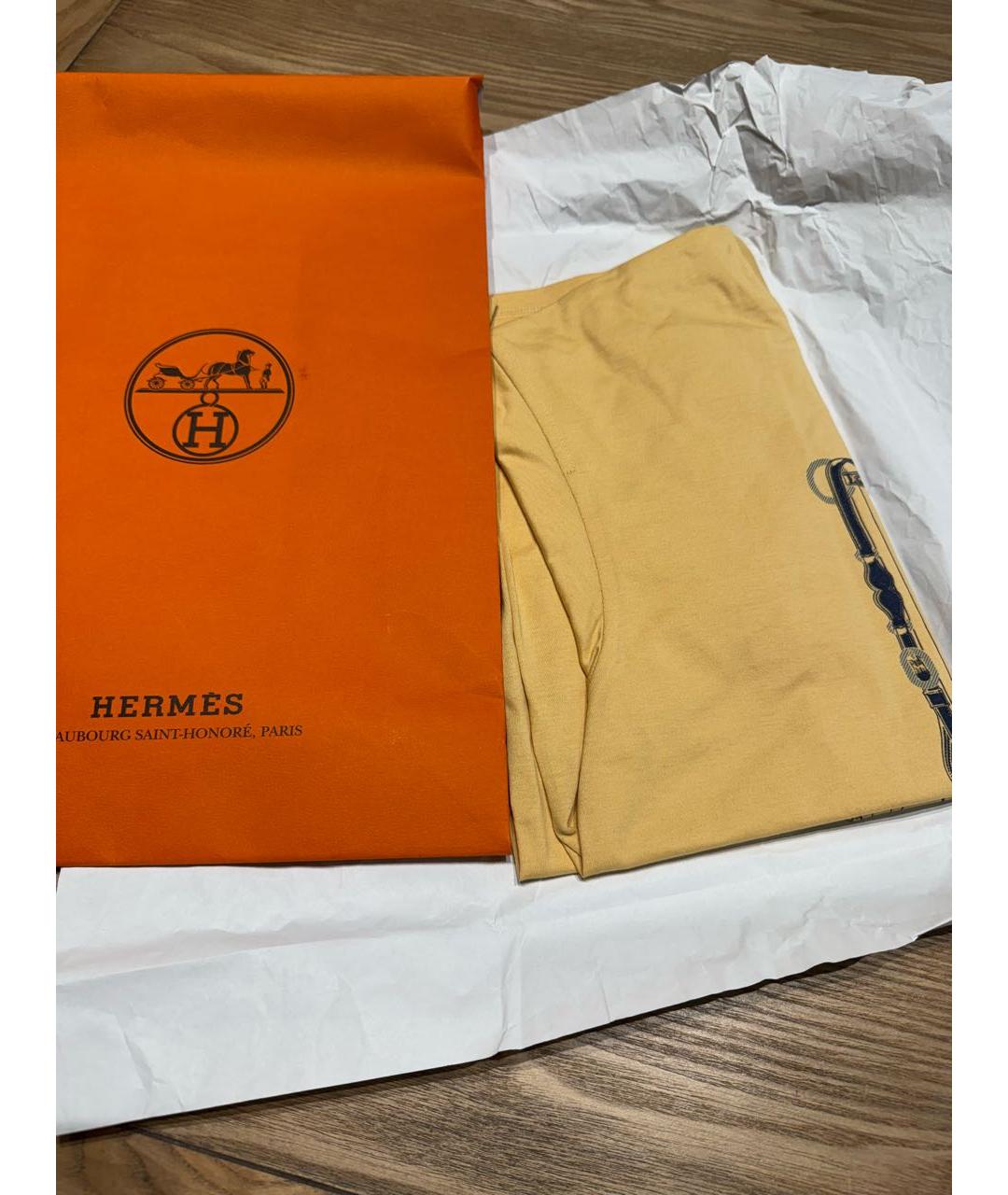 HERMES Желтая хлопковая футболка, фото 6
